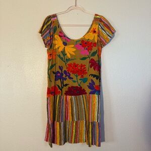 Jams World Floral Stripe Mini Vacation Dress Small